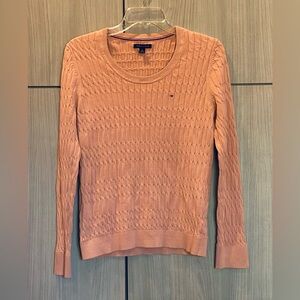 Tommy Hilfiger Crew Neck Cable Knit Sweater Medium M Pale Blush Pink GUC